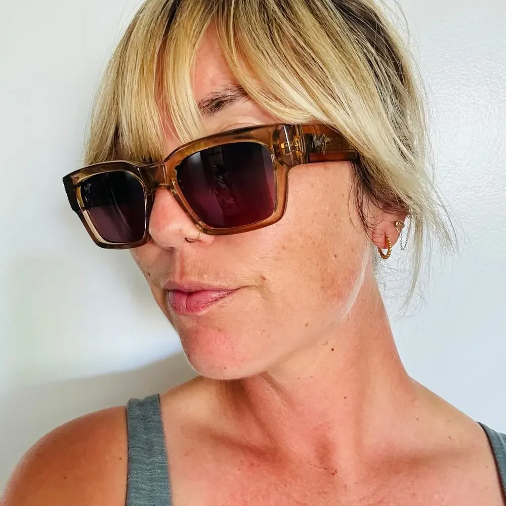 MAUI JIM Beige Brown Tan Kenui Clear Acetate Frame $399 Polarized Sunglasses